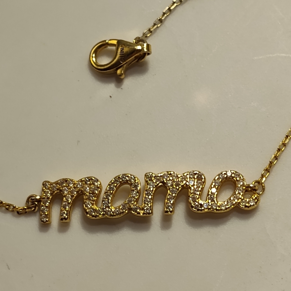 14k Solid Gold & Diamond "Mama" bracelet stamped jewelry mother